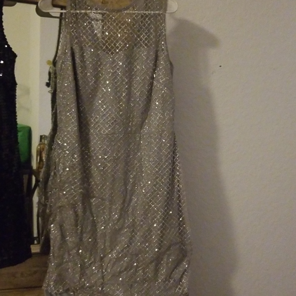 Gray~Silver Sequence Mini Dress - image 1